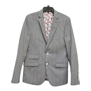 Paisley & Grey Skinny Fit Black White Red Checked Suit Coat Jacket Size 40R